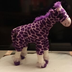 Purple Giraffe Plush Toy 14 X 14 X 5 Roughly